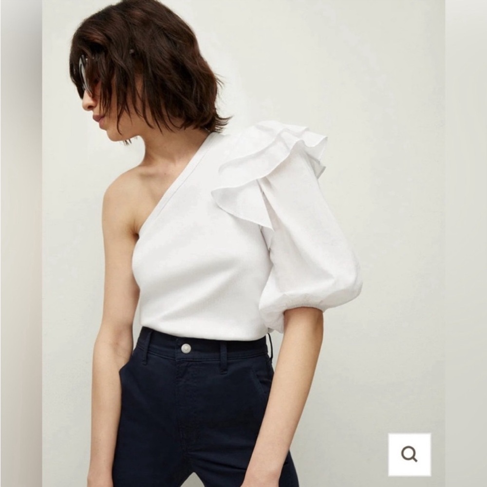 NWT VERONICA BEARD DIANTHA PUFF SLEEVE ONE SHOULDER TEE
